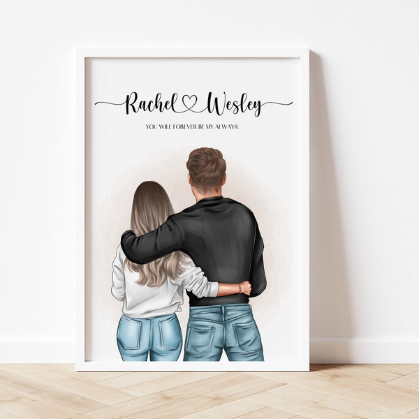 Personalised Couple Print Couples Gift print Christmas Gift for Her Boyfriend Girlfriend Print Customised Couple Gift Anniversary Gift,