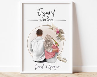 Engagement gift personalised gift for engagement present for couple Engagement Print Engagement Gifts Anniversary gift