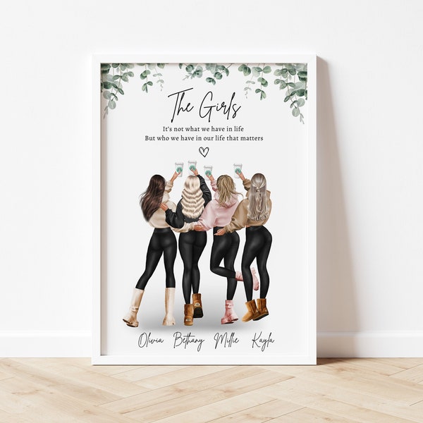 Group Friendship Print Friends gift Best Friend Gift Best Friend Print Group of Friends Print Gift for Her, Gift for Friends