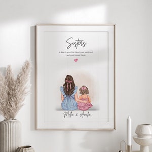 Presente personalizado para irmãs, ideias de presentes para irmãzinha, presentes para irmãzinha, estampas para aniversário, presentes de Natal para irmãs