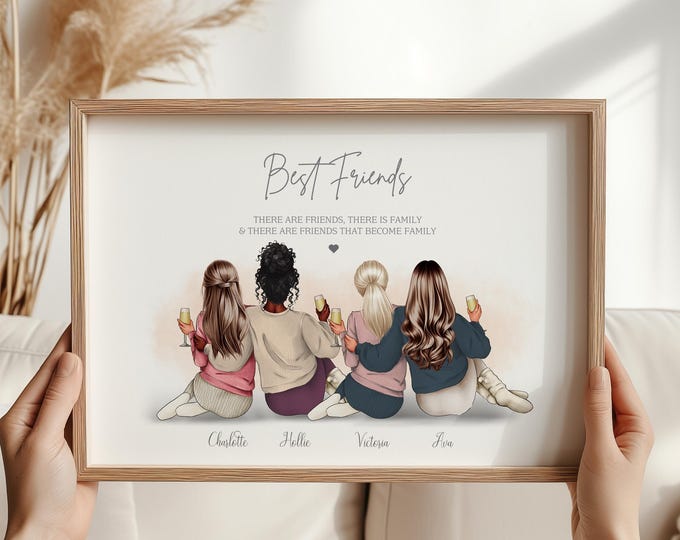 Group Friendship Print Friends gift Best Friend Gift Best Friend Print Group of Friends Print Gift for Her, Gift for Friends