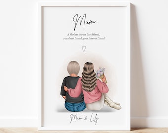 Personalized Mother Daughter Print: Custom Mum Gift