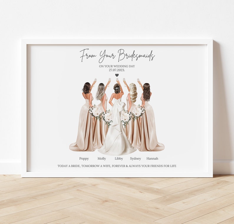 Personalised Wedding gift, Bridesmaid Print, Bridesmaid gift, Bridal Party gift, Bride Gift, Custom bridal party print