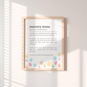 Nursery Team Definition Print, Nursery Staff Thank You Gift, Nursery Teacher Leaving Gift, End of Term Gift From Parent Childcare Wall Art