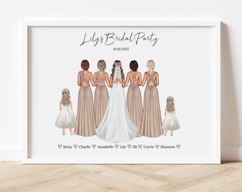 Cadeau de mariage personnalisé, impression de demoiselle d&#39;honneur, cadeau de demoiselle d&#39;honneur, cadeau de fête nuptiale, cadeau de mariée,