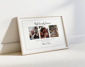 Forever Friends Photo Collage Print, Personalised Best Friend Gift, Gift for Bestie, Birthday Gift, Friendship Wall Art