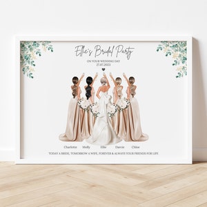 Personalised Wedding gift, Bridesmaid Print, Bridesmaid gift, Bridal Party gift, Bride Gift, Custom bridal party print