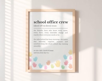 Personalised School Office Definition Print, Reception Staff Appreciation Gift, School Admin Team Thank You Wall Art