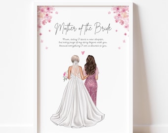 Personalised Mother of the Bride Gift from Bride Wedding Keepsake Print Mum Thank You Gift from Daughter Wedding Day Present for Mum
