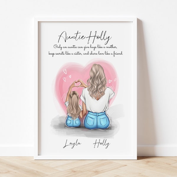 Auntie Gift - Personalised Gift Auntie print,  gifts for her, Auntie and niece, Custom Birthday gift , Birthday gift from niece
