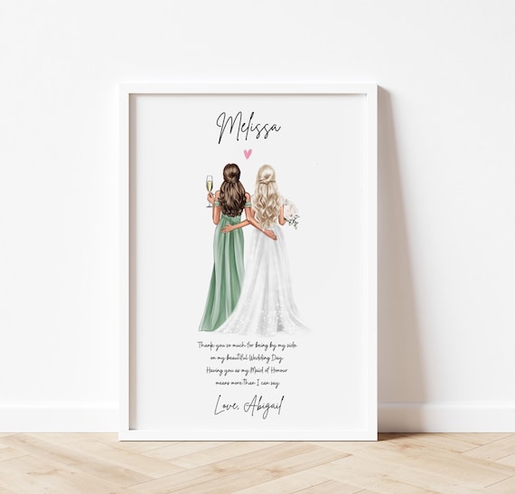 Personalised gift, Maid of honour Print, Customised Best Friend Print, Maid of honour gift, Maid of honour Thank you gift, Wedding gift