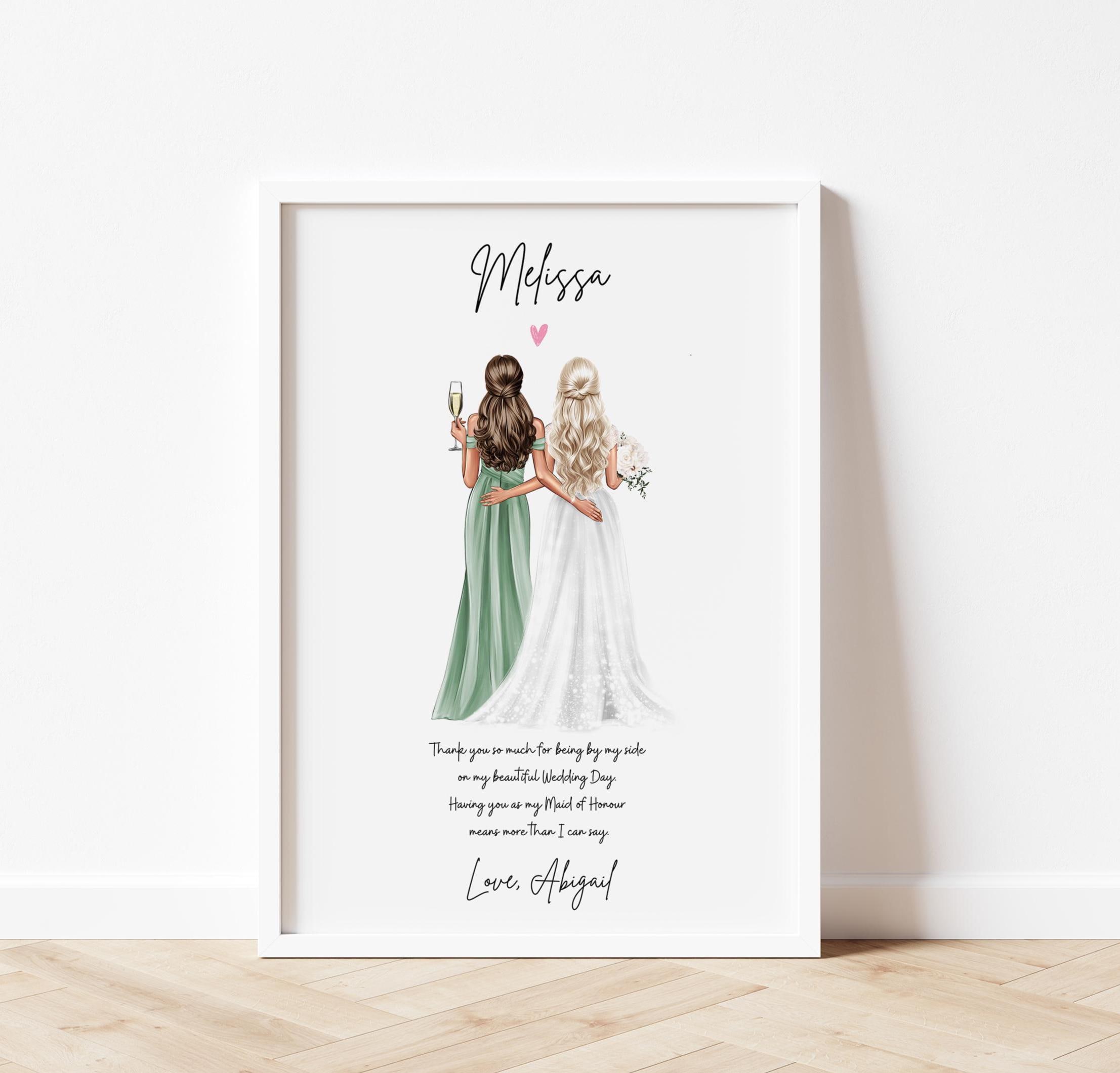 Personalised gift, Maid of honour Print, Customised Best Friend Print, Maid of honour gift, Maid of honour Thank you gift, Wedding gift