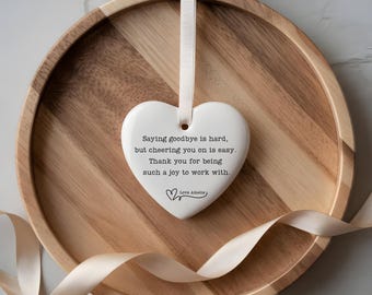 Personalised Leaving Gift for Work Colleague, Retirement Present, Friends Keepsake, Ceramic Ornament