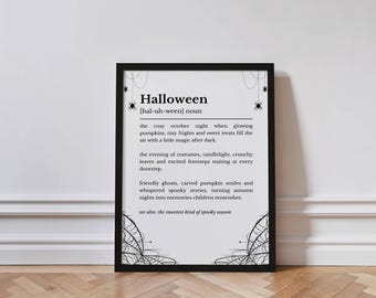 Halloween Definition Print, Cute Halloween Decor Art, Spooky Season Wall Art, October Print, Pumpkin Decor, Halloween Decorations