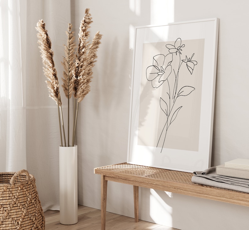 Line Art Beige Decor for Home