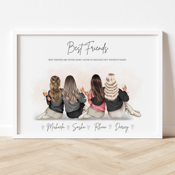 Group Friendship Print Friends gift Best Friend Gift Best Friend Print Group of Friends Print Gift for Her, Gift for Friends