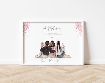 Personalised Mother Daughter Portrait: Custom Family Art Print