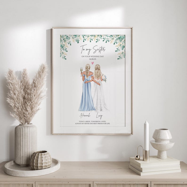Gift For Sister On Her Wedding Day, Sister Wedding Gift, Personalised Wedding Print For Bride, Gift from Sister to Bride Bild 9