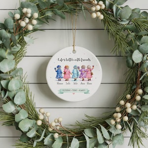 Personalised Best Friends Ceramic Ornament, Custom Friendship Keepsake Bauble, Friend Group Gift For Her, Birthday Decoration