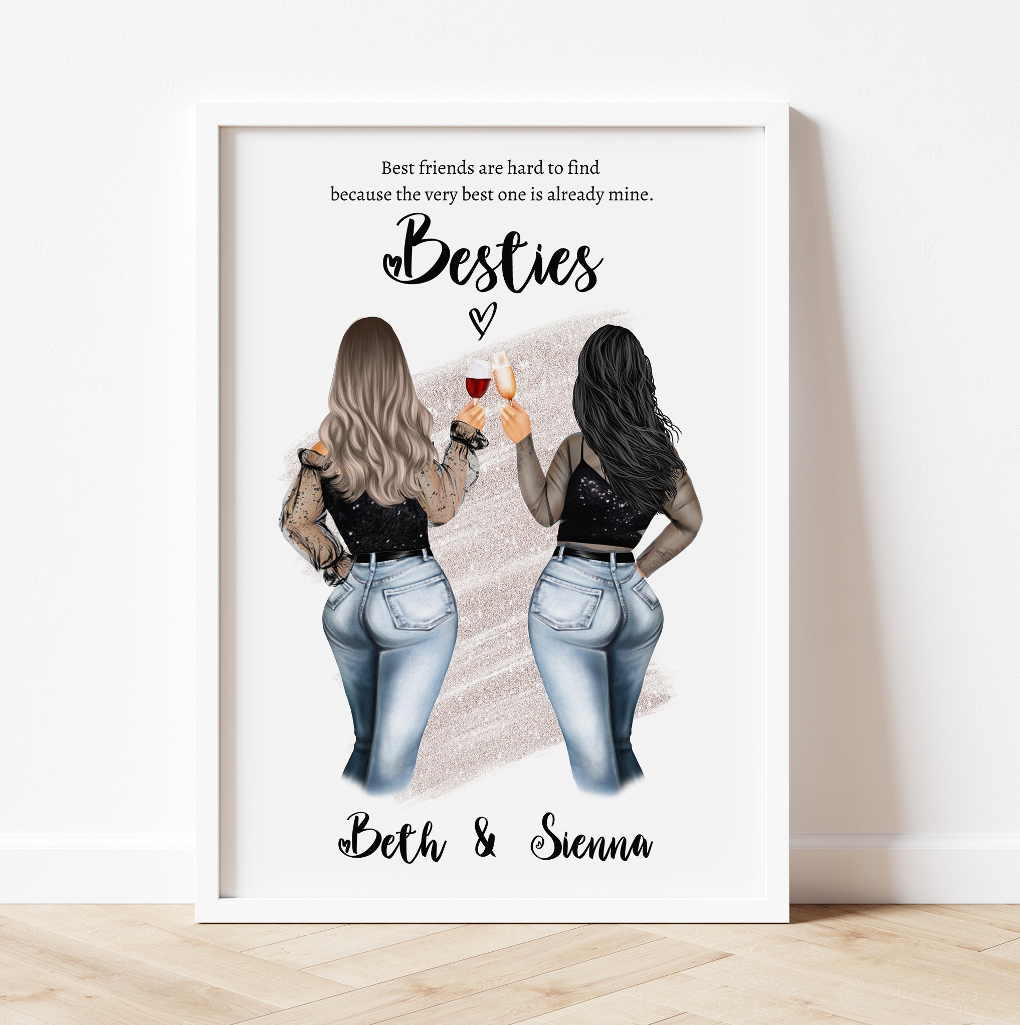 Cute Best Friends Coaster - Girls Friend Bestie Birthday Mum Sister