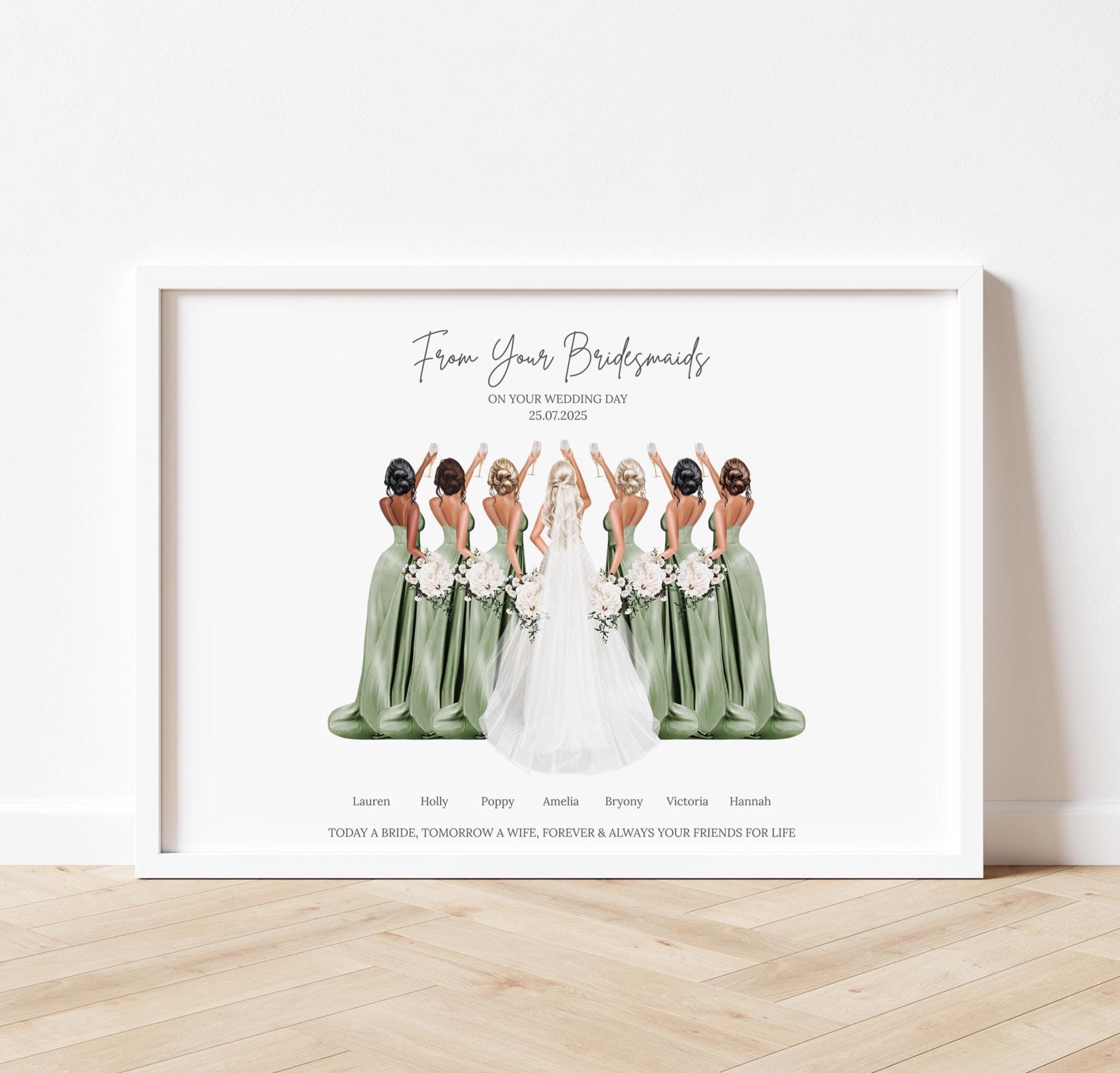 Personalised Wedding gift, Bridesmaid Print, Bridesmaid gift, Bridal Party gift, Bride Gift, Custom bridal party print