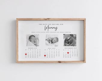 Personalised Mum Photo Calendar Print, The Days You Became Our Mummy, Up to 3 Children, Mother's Day Gift, Family Keepsake