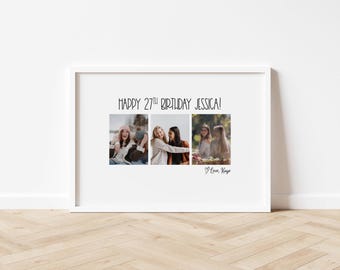 Best Friend Birthday Photo Collage Print, Personalised Bestie Gift, Custom Friendship Wall Art, Gift for Her Friend