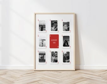 Personalized Playing Card Photo Collage Wall Art, Valentines, Boyfriend, Girlfriend & Couple Gift | Printable, Printed, Framed