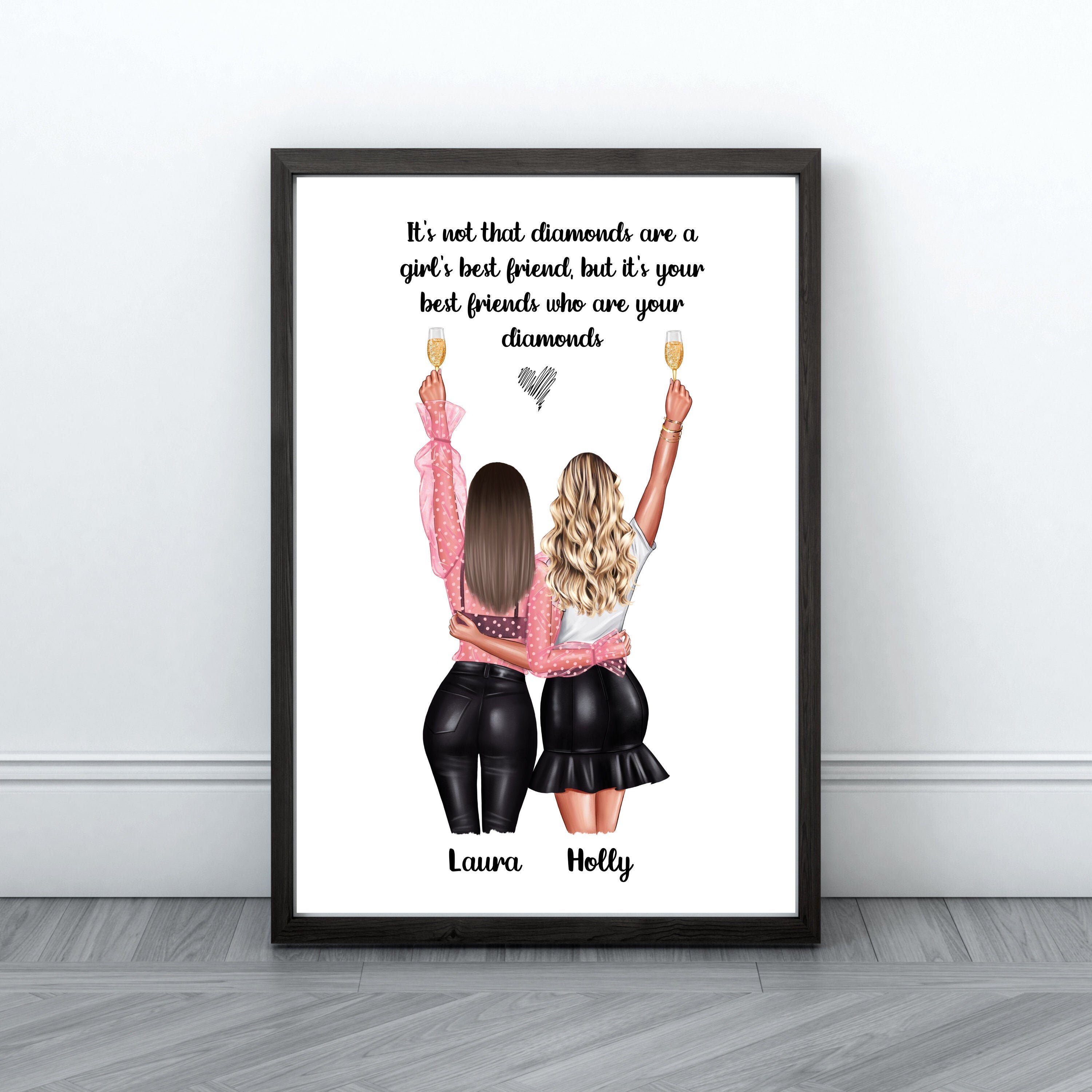 Best Friend Print Personalised Print Quote Wall Art Best | Etsy
