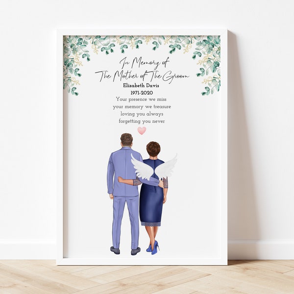 in Memory of the Mother of The Groom Gift,  In Loving Memory Wedding Print, Memorial Personalised Gift, Remembrance Wedding sign, In Memory