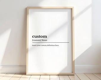 Personalised Definition Print, Custom Word Meaning Wall Art, Minimalist Typography Poster, Family Name Gift, Wedding Gift Print