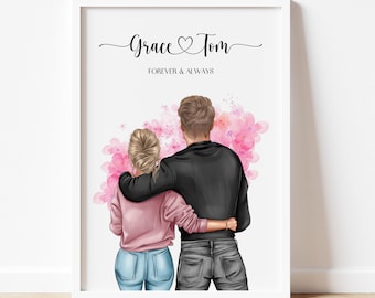 Personalised gift Couple Print Valentines Day Gift for him Customised gift for girlfriend Anniversary gift for her