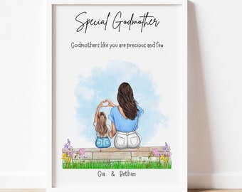 Godmother Gift - Personalised Gift Godmother print,  gifts for her, God Mother from God daughter, Custom Christmas gift , Birthday gift