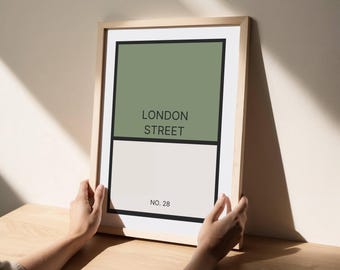 Personalised Street Name Property Print, Custom House Number Poster, Board Game Style Wall Art, New Home Housewarming Gift