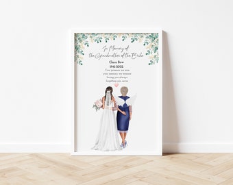 in Memory of the grandmother of The Bride Gift In Loving Memory Wedding Print Memorial Personalised Gift, Remembrance Wedding sign In Memory