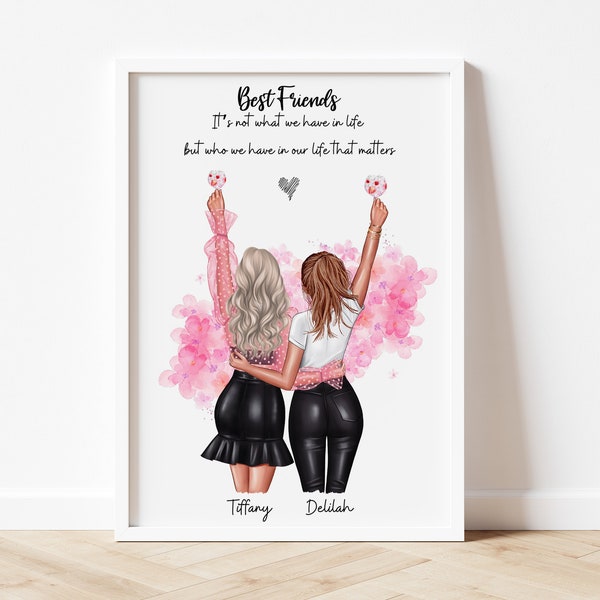 Best Friend Print Personalised Print Quote Wall Art Best Friend Gift Birthday Gift for Her Gift for Friend, Bestie Gifts,