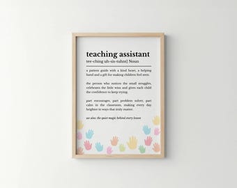 Teaching Assistant Definition Print, Personalised TA Thank You Gift, Classroom Wall Art, End of Term Leaving Gift From Child
