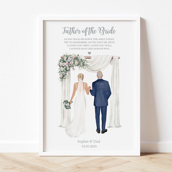 Personalised gift for Father of the Bride Gift from Bride, Father of the Bride keepsake, Wedding gift for Father from Bride, gift for Dad