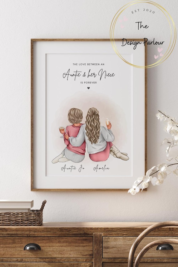 Déco Acrylique Cœur Tante/nièce – Message Affectueux, Dessin Mains Et étoiles, Cadeau Sentimental