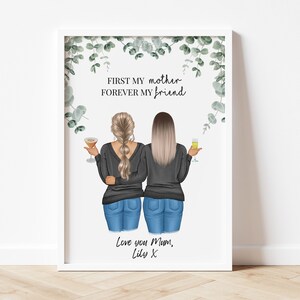 Personalized Mother Daughter Print, Custom Mum Birthday Gift