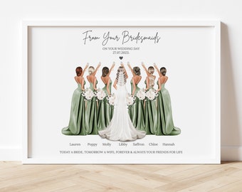 Personalised Wedding gift, Bridesmaid Print, Bridesmaid gift, Bridal Party gift, Bride Gift, Custom bridal party print