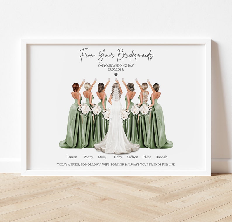 Personalised Wedding gift, Bridesmaid Print, Bridesmaid gift, Bridal Party gift, Bride Gift, Custom bridal party print