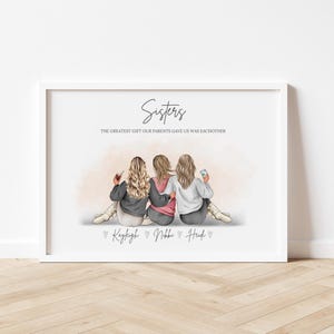 Regalo personalizado para hermana, regalos personalizados, impresión grupal para hermanas, impresión personalizada para hermanas, regalo de Navidad para ella, regalo único para hermana