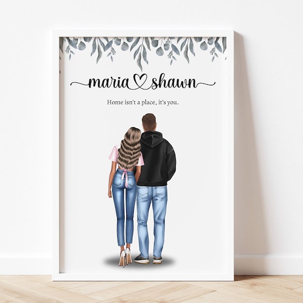 Personalised Couple Print for Valentine's day Gift for him Birthday Gift for Boyfriend and Girlfriend Print Customised Couple Gift