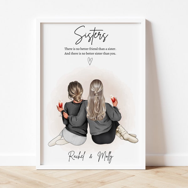 Sister Gift - Personalised Gift Sister print,  gifts for her, Sisters Custom Birthday gift , Birthday gift for sister