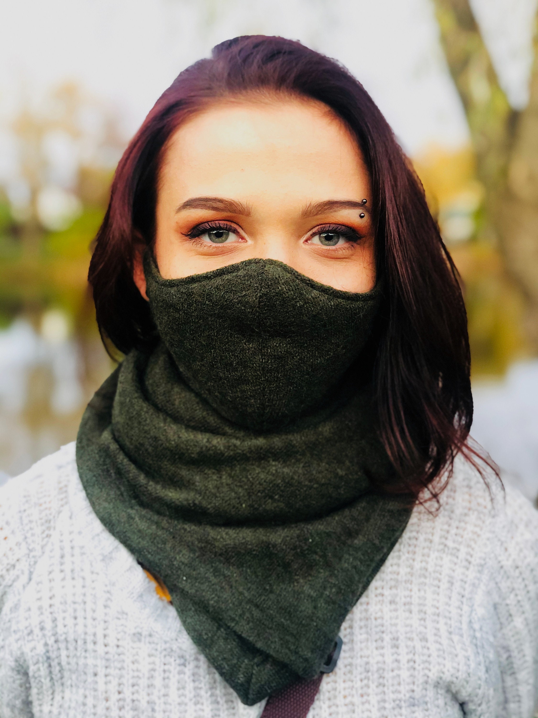 Face mask scarf Womens winter warm washable scarf mask | Etsy