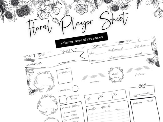 Floral Player Character Sheet D D 5e Dnd Player Sheet Etsy UK floral-player-character-sheet-d-d-5e-dnd-player-sheet-etsy-uk