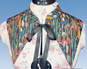 Bold statement tie collar, handmade oversized collar, Floral oversized statement collar