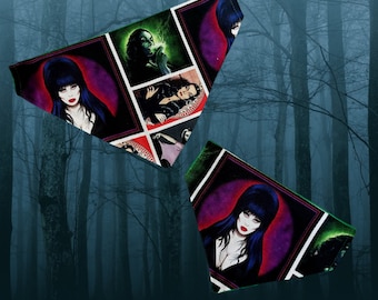 Women of Horror pet bandana, Elvira dog bandana in Small and Extra Small