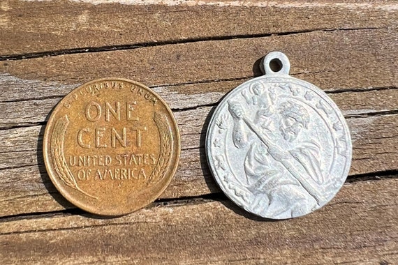 1930s Saint Christopher Safe Travel Medal Pendant… - image 3